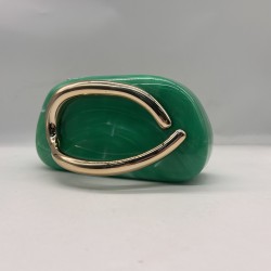 Acrylic Evening Clutch Purse Metal Hobo Bag, Square Handbag Green