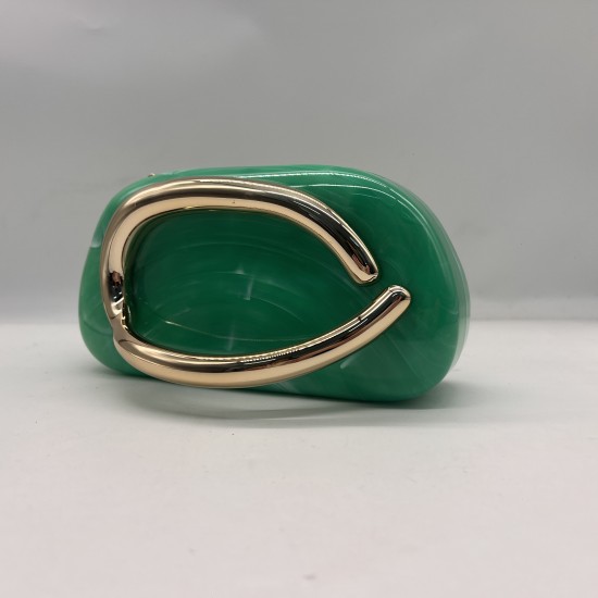 Acrylic Evening Clutch Purse Metal Hobo Bag, Square Handbag Green