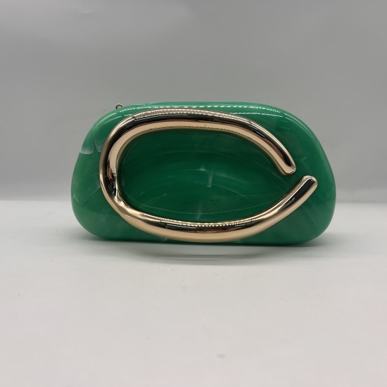 Acrylic Evening Clutch Purse Metal Hobo Bag, Square Handbag Green