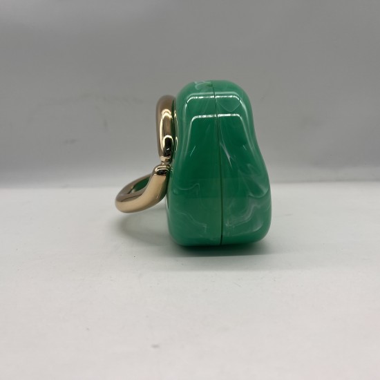 Acrylic Evening Clutch Purse Metal Hobo Bag, Square Handbag Green