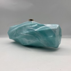 Acrylic Evening Clutch Purse Hobo Bag, Irregular Handbag Lake Blue