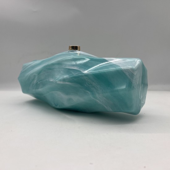 Acrylic Evening Clutch Purse Hobo Bag, Irregular Handbag Lake Blue