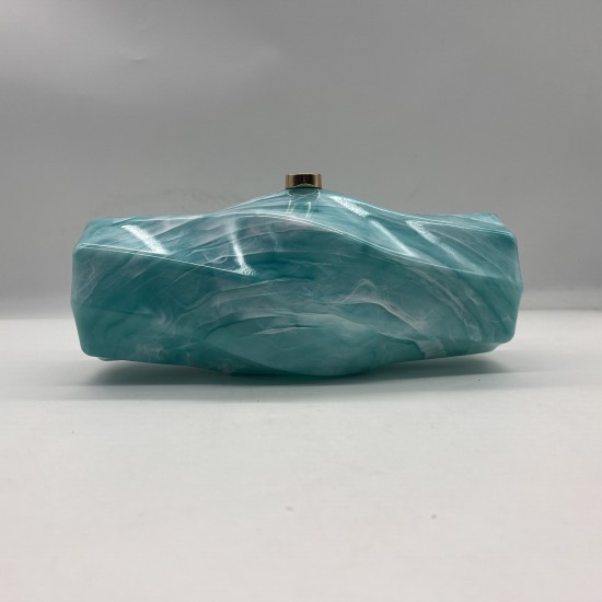 Acrylic Evening Clutch Purse Hobo Bag, Irregular Handbag Lake Blue