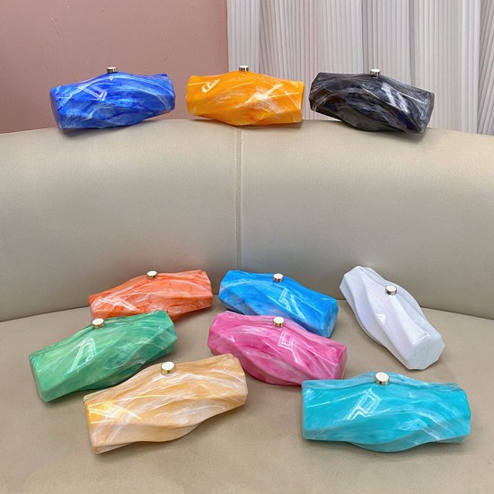 Acrylic Evening Clutch Purse Hobo Bag, Irregular Handbag Lake Blue