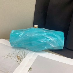 Acrylic Evening Clutch Purse Hobo Bag, Irregular Handbag Lake Blue