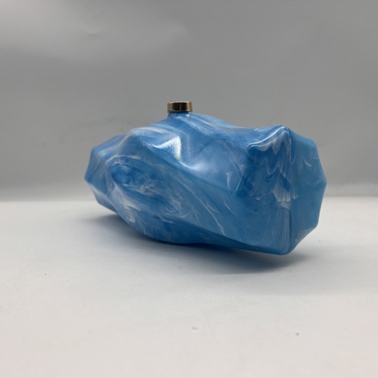 Acrylic Evening Clutch Purse Metal Hobo Bag, Square Handbag Blue