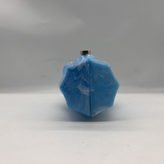 Acrylic Evening Clutch Purse Metal Hobo Bag, Square Handbag Blue