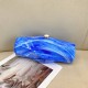 Acrylic Evening Clutch Purse Metal Hobo Bag, Square Handbag Blue